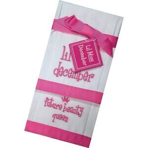 Mud Pie Baby Burp Cloth Future Beauty Queen, Lil Miss December Set of 2 Towels